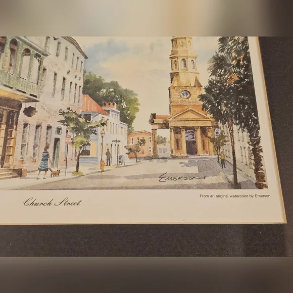 Framed and Matted Charleston, SC Watercolor Prints in Gold Frames - Picture 2 of 6